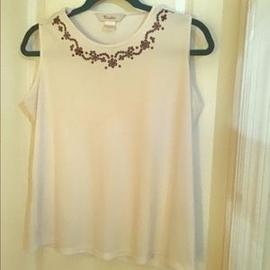 Tan Jay white blouse